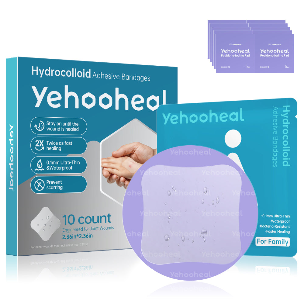 Yehooheal Hydrocolloid Adhesive Bandages 0.1mm Ultra-Thin for Home Injuries,Stays on for 7 Days