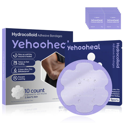 Yehooheal Hydrocolloid Adhesive Bandages 0.1mm Ultra-Thin for Sports Injuries，Stays on for 7 Days