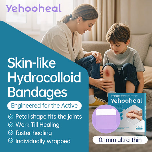 Yehooheal Hydrocolloid Adhesive Bandages 0.1mm Ultra-Thin for Household Injuries